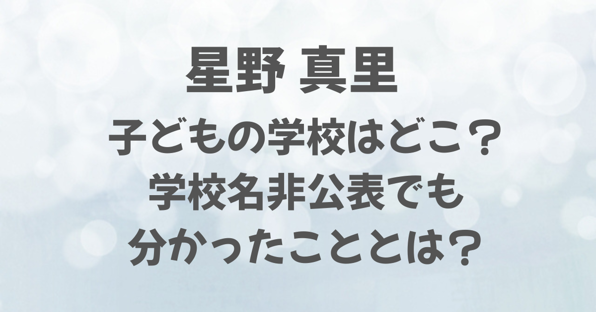 星野真里の子どもの学校はどこ？